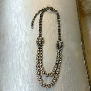 Sorrelli clear crystal cascade necklace in antique silver